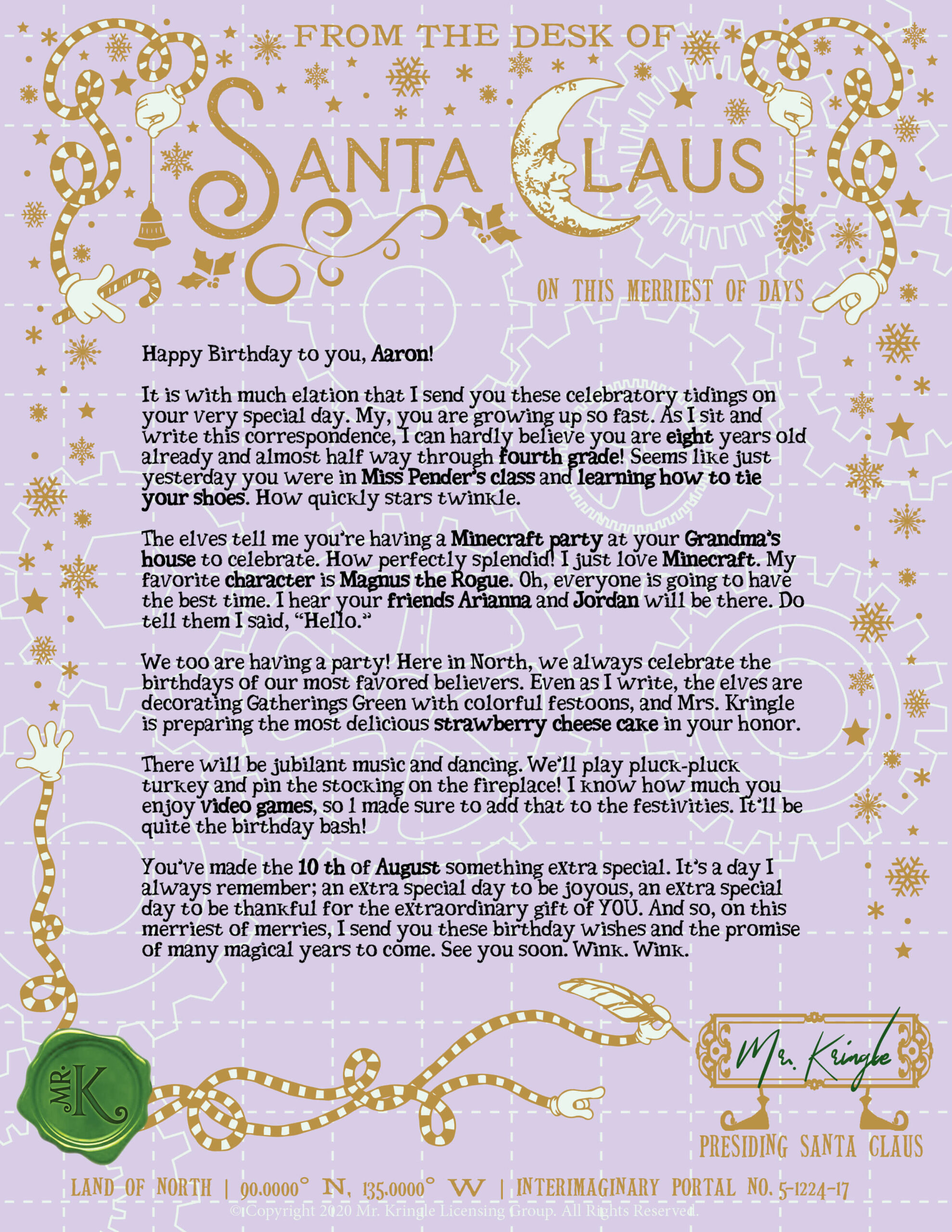 Birthday Wishes Letter From Santa 